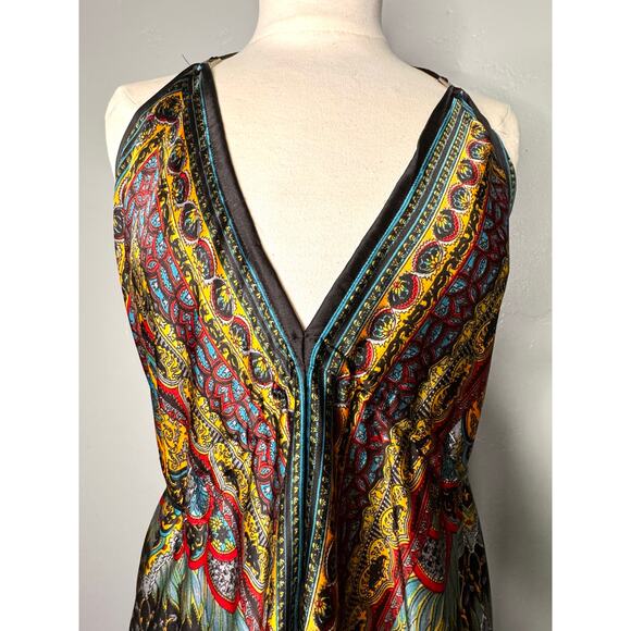 Vibrant Multicolor V-Neck Maxi Dress – Boho Style, Made in India -One Size - Picture 9 of 14
